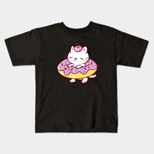 Cute Kawaii Donut Cat Kids T-Shirt